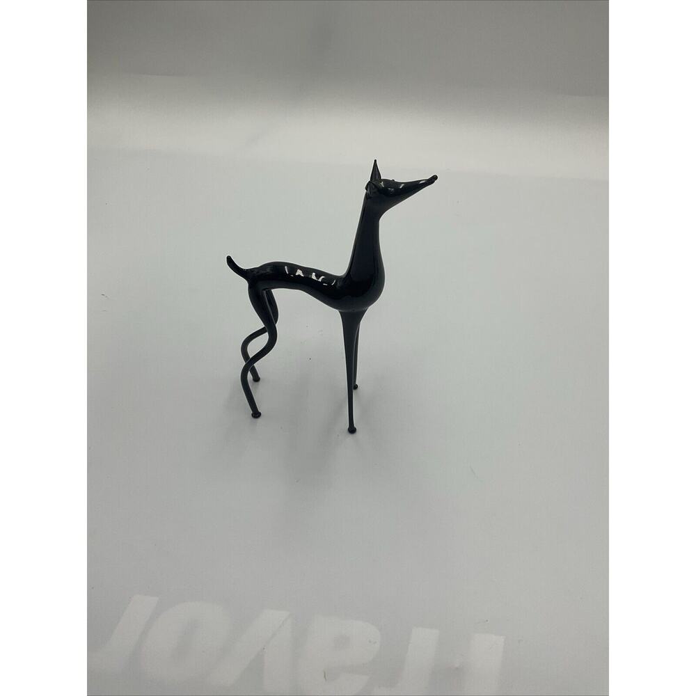 Gray Hound Dog Handblown Black Figure Art Modern Close To 8"!! S1